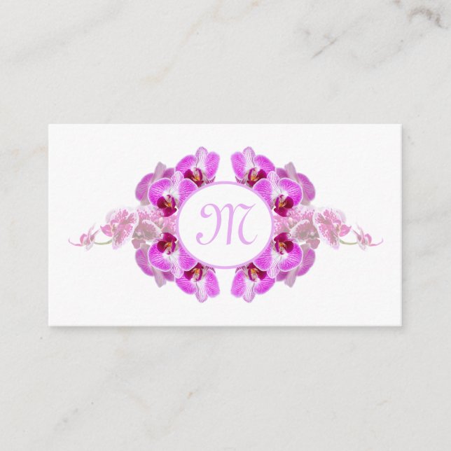 Florist orchid blommonogram kalligrafi QR-kod Visitkort (Framsida)