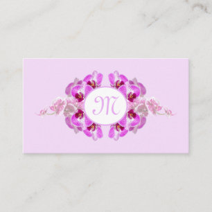 Florist orchid blommonogram kalligrafi QR-kod Visitkort