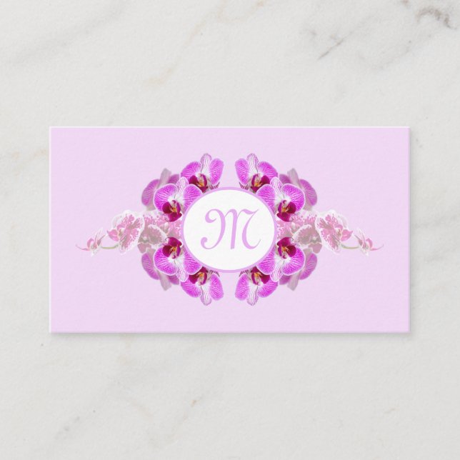 Florist orchid blommonogram kalligrafi QR-kod Visitkort (Framsida)