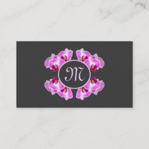 Florist orchid blommonogram kalligrafi QR-kod Visitkort