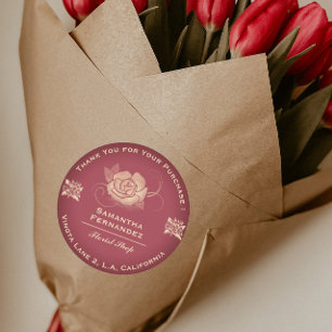 Florist Ro Flower Red & Beige Business Runt Klistermärke