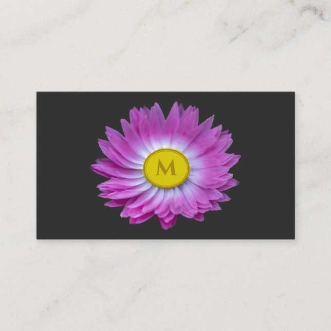 Florist rosa blomrosmonogram kalligrafi QR-kod Visitkort (Framsida)
