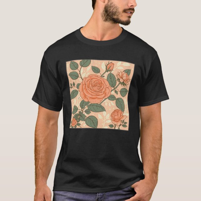 Florist Roses Pattern Illustration Flowers Leaf Wo T Shirt (Framsida)