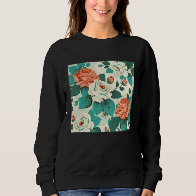 Florist Roses Pattern Illustration Flowers Leaf Wo T Shirt (Framsida)