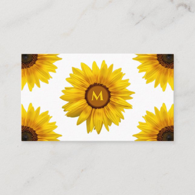 Florist-solrosmonogram-kalligrafi QR-kod Visitkort (Framsida)