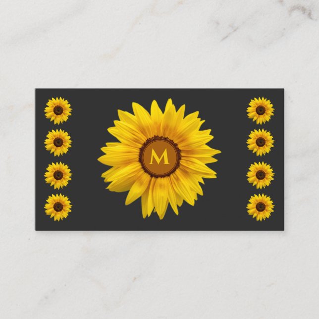 Florist-solrosmonogram-kalligrafi QR-kod Visitkort (Framsida)