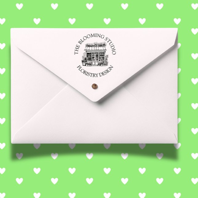 Florist Storefront Studio Rubber Frimärke Stämpel (Personalize your flower shop branding with the Florist Storefront Studio Rubber Stamp)