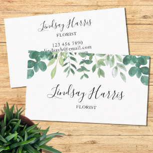 Florist Watercolor Eucalyptus Foliage Visitkort