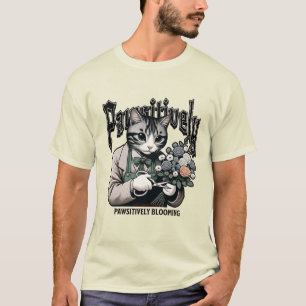 Floristiskt Kattdjur Fantasy - katt och blomma T Shirt