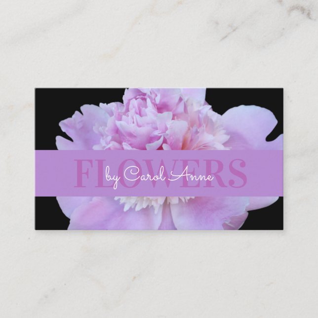 Florists Rosa Lila Flower Classic Black Visitkort (Framsida)