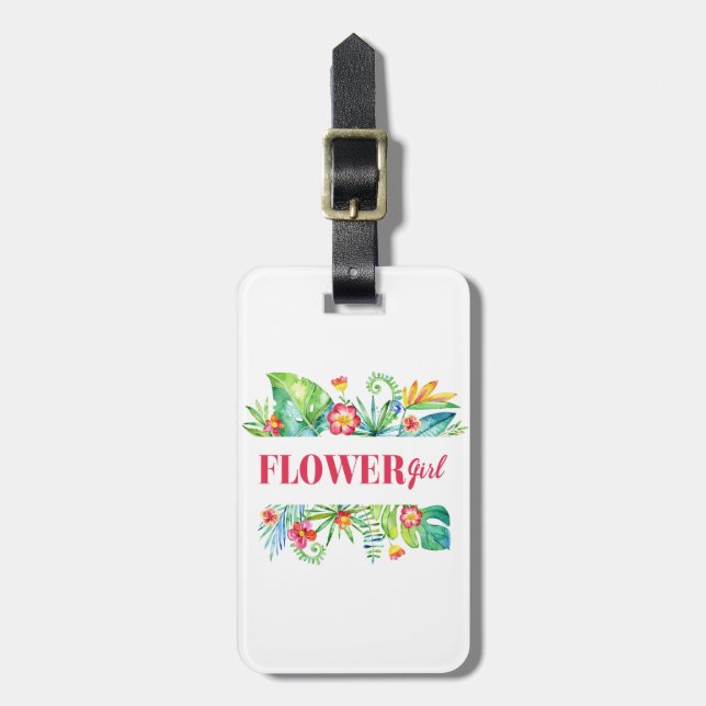 Floristtjej Tropiskt Destination Bröllop Bagagebricka (Vertikal Framsida)