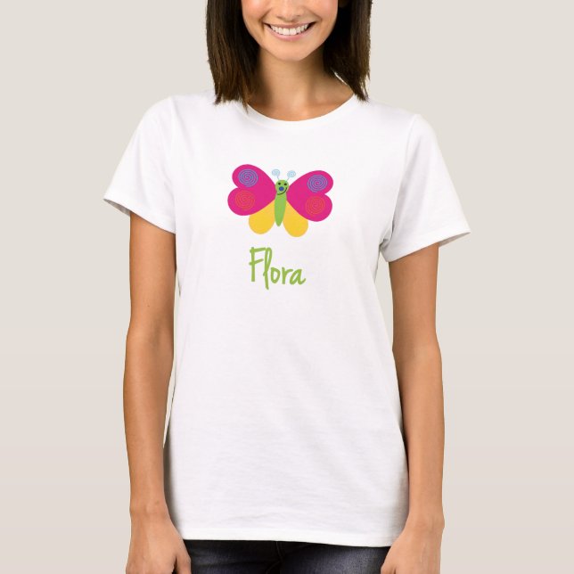 Floror fjärilen tee shirt (Framsida)