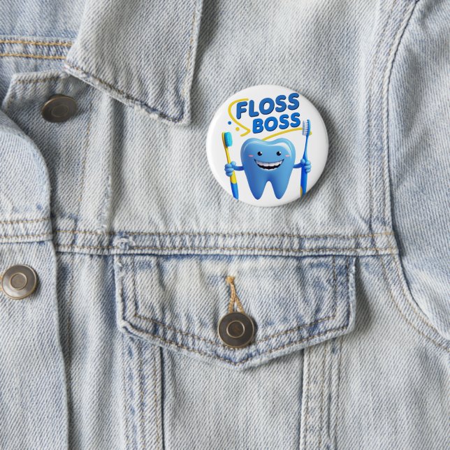 Floss Chef Patch - Roligt Dental-Inspired Embroize Knapp (In Situ)