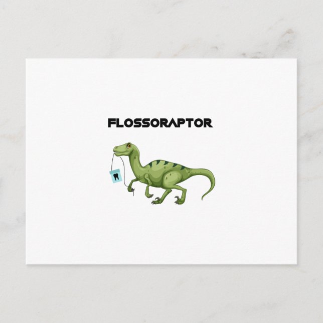 Floss Flossoraptor Hygiene Dental Funny - Dentist Vykort (Framsida)