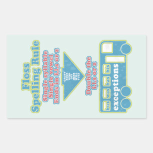 Floss Rule Phonics Learning English Language Rektangulärt Klistermärke