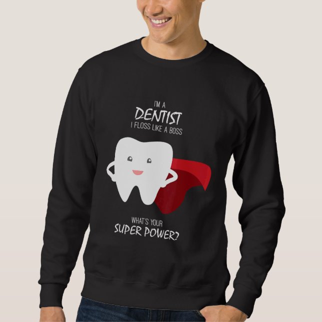 Floss som en Chef-dentist Lång Ärmad Tröja (Framsida)