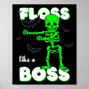 Floss som en Chef Skeleton Halloween Boys Girls Ki Poster