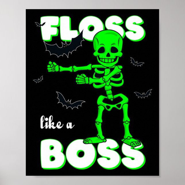 Floss som en Chef Skeleton Halloween Boys Girls Ki Poster (Framsidan)