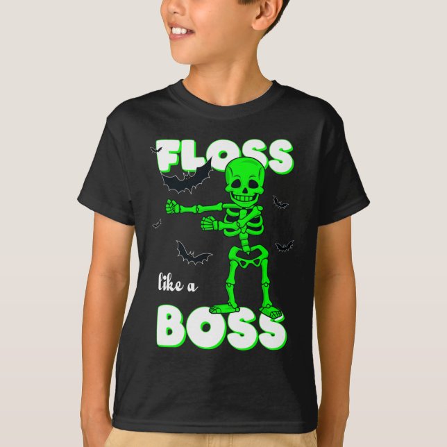 Floss som en Chef Skeleton Halloween Boys Girls Ki T Shirt (Framsida)