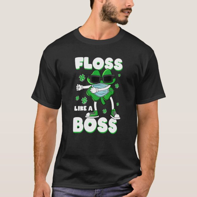 Floss som en Chef St Patrick S Day Shamrock Ansikt T Shirt (Framsida)