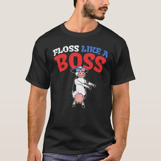 Flossa Som En Boss Dans Ko Flossing 4:e Juli T Shirt (Framsida)