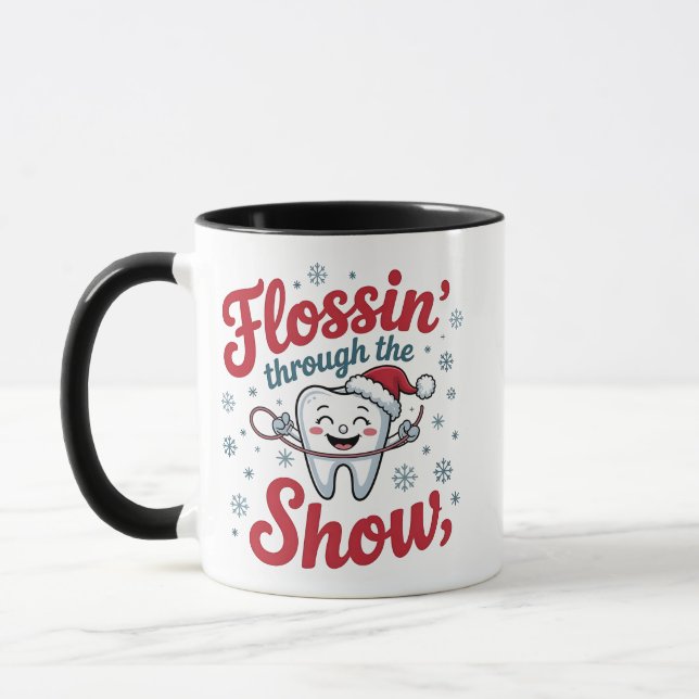 Flossing Genom Snön Rolig Xmas Jul  Mugg (Vänster)