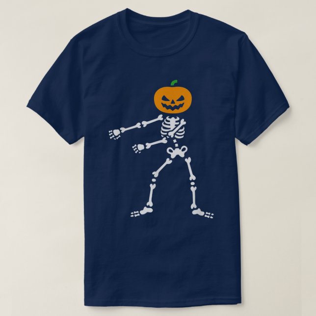 Flossing Jack O'Lantern Halloween Skeleton  T Shirt (Design framsida)