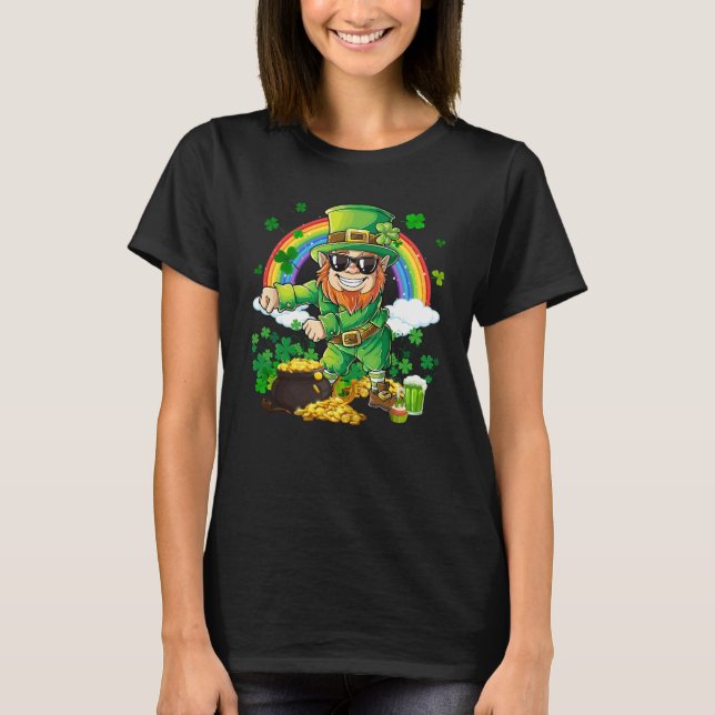 Flossing Leprechaun Shamrock Saint Patrick's Day B T Shirt (Framsida)