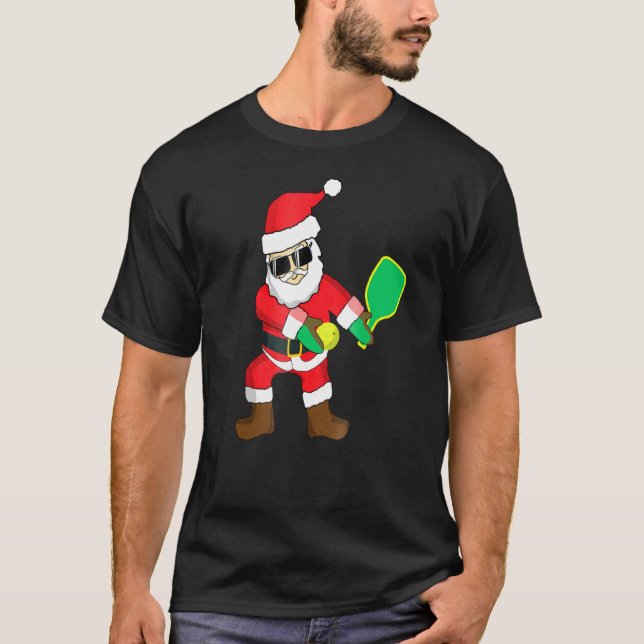 Flossing Santa Pickleball Julpickleball Tee (Framsida)