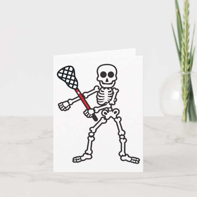 Flossing Skeleton Lacrosse Player Halloween Costum Kort (Framsida)