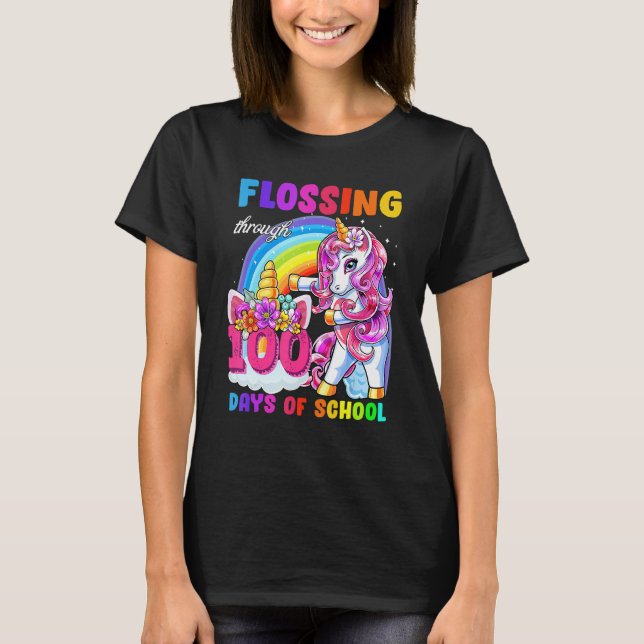 Flossing Through 100 Days Of School Flossing Unico T Shirt (Framsida)