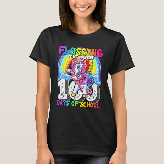 Flossing Through 100 Days Of School Flossing Unico T Shirt (Framsida)