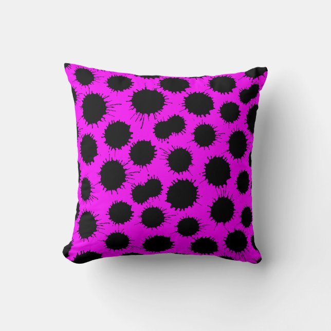 Flot Mönster - Black on Magenta Kudde (Framsida)