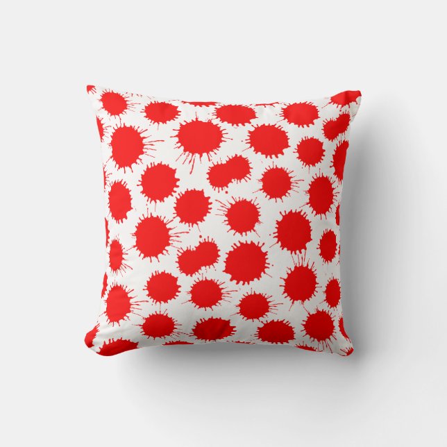 Flot Mönster - Red on White Kudde (Framsida)