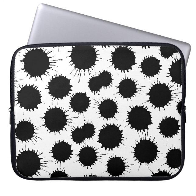 Flot Mönster - Svartvit Laptop Sleeve (Framsidan)