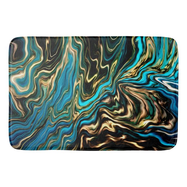 Flotande Färg Marble Guld Aqua Bath Mat Badrumsmatta (Framsidan)