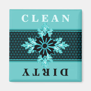Flott Aqua och svartblommigtdiskare Magnet
