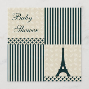 Flott baby shower för Eiffel tornneutralt Inbjudningar