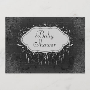 Flott baby shower för vintageljuskronaprydnad inbjudningar