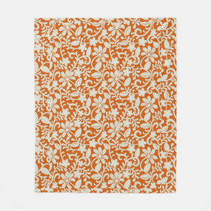 Flott blom- damast bränt orange mönster fleecefilt