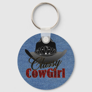 Flott CowgirlRodeodrottning Keychain Nyckelring