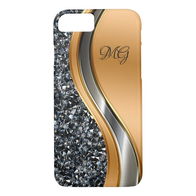 Flott design för FauxjuvelMonogram Case-Mate iPhone Skal (Baksida)