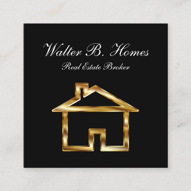 Flott fastighetmäklare fyrkantigt visitkort (Framsida)
