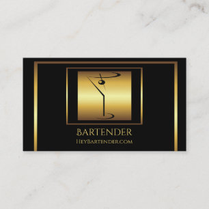 Flott guld- martini bartenderlogotyp visitkort