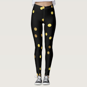 Flott guld omkullkastar konfettisvart leggings