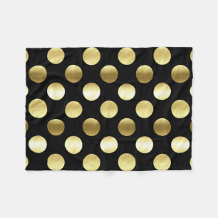 Flott guld omkullkastar polka dotssvart fleecefilt