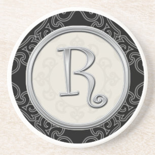Flott initial silverMonogram Underlägg