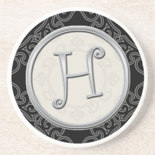 Flott initial silverMonogram Underlägg Sandsten