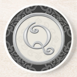Flott initial silverMonogram Underlägg Sandsten