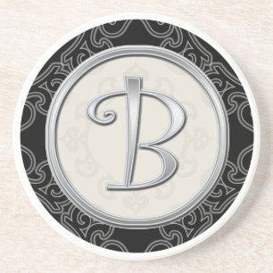 Flott initial silverMonogram Underlägg Sandsten